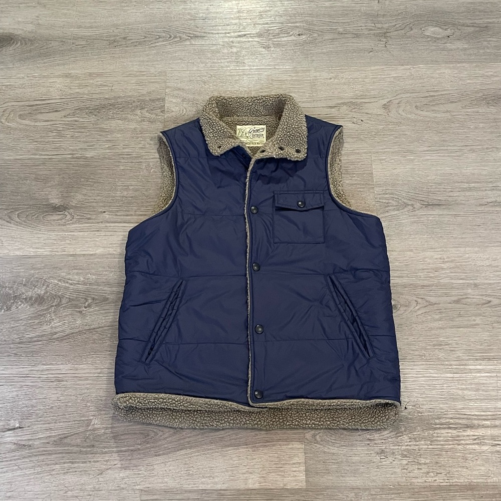 Vintage 90s navy blue fur lining men's vest